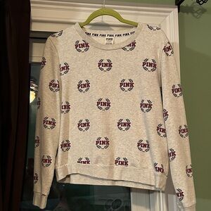 PINK Victoria's Secret Logo Print Sweatshirt - gray size L excellent condition